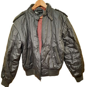 Vintage Members Only| 1980s Gray Leather Bomber Jacket Sz 40